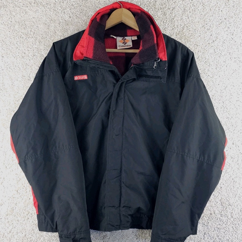 Vintage 80s Columbia Bugaboo Buffalo Plaid Logger Fleece 2 In 1 Jacket Men's XL